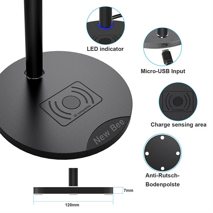 Aluminum Headphone Stand with Wireless Charger Aluminum Headphone Stand with Wireless Charger