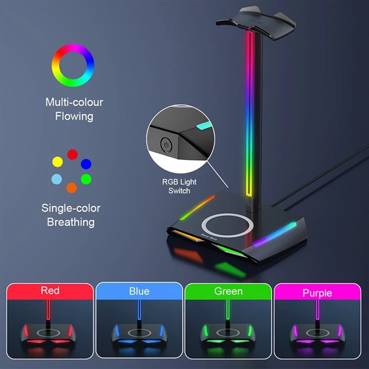 rgb headset stand with wireless charging